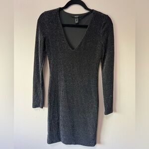 Forever 21 black & silver dress long sleeve